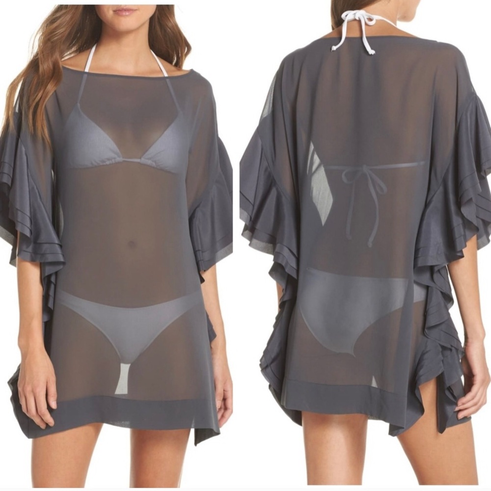 TED BAKER Ruffle Sheer Top Size TED L / USA 10